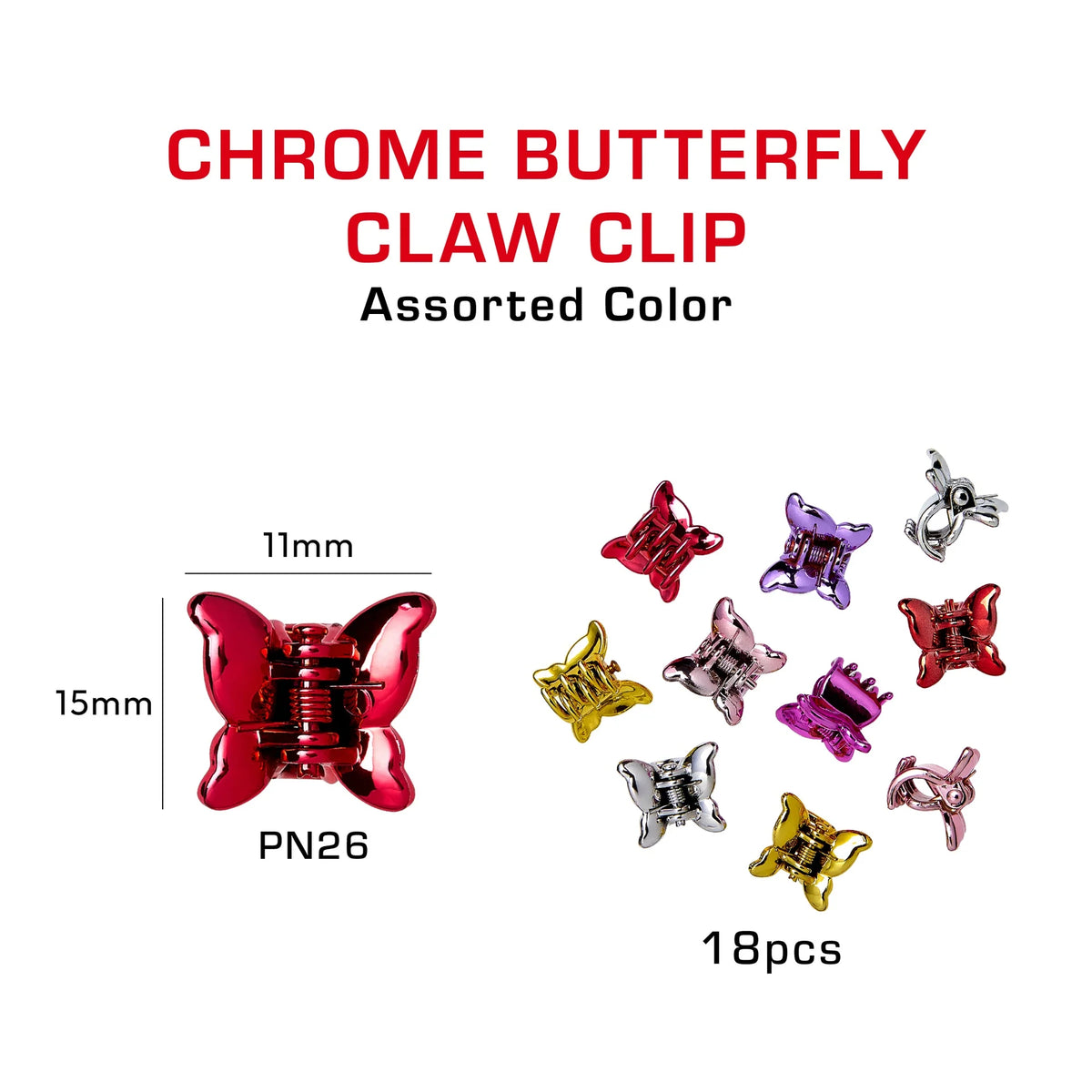 RED Colorful Kids Hair Claw Clips