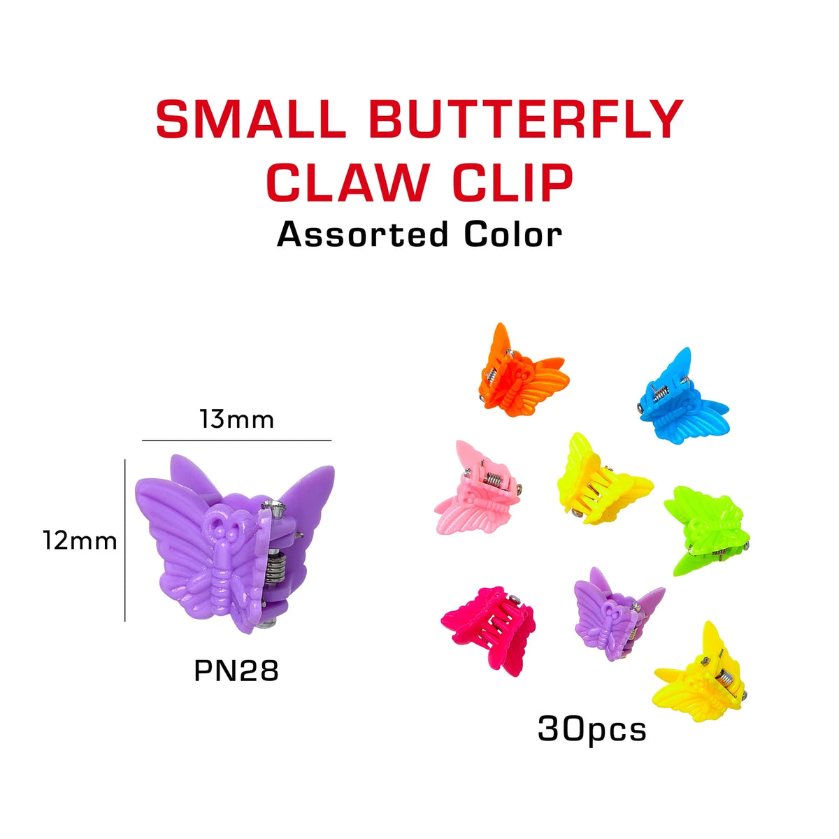 RED Colorful Kids Hair Claw Clips