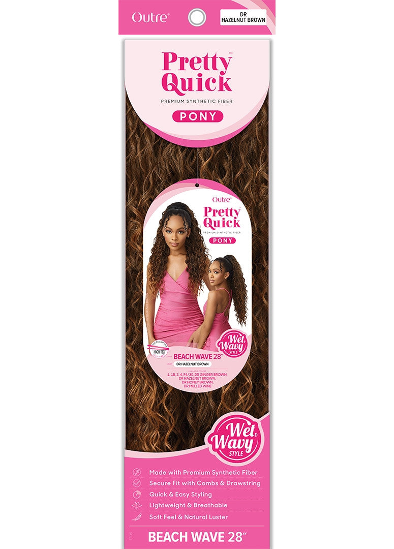 OUTRE Synthetic Pretty Quick Pony  W&W - BEACH WAVE 28"