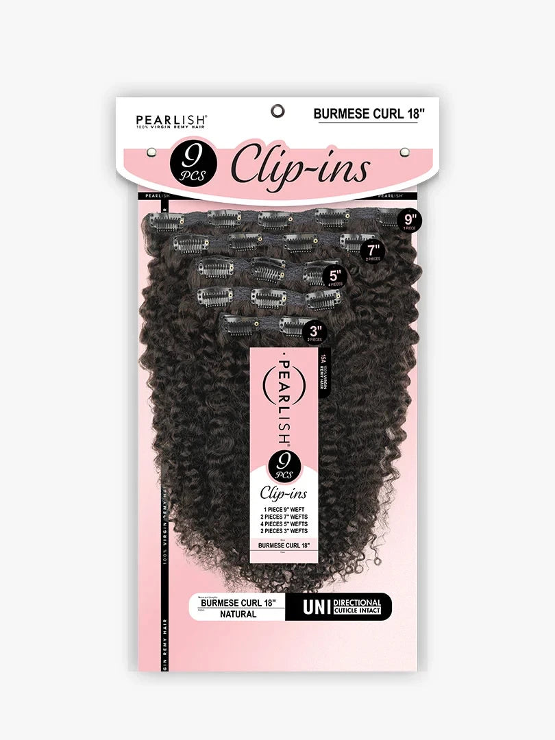SENSATIONNEL Pearlish 100% Virgin Remi Human Hair 9 Pcs Clip-In - BURMESE CURL 18″