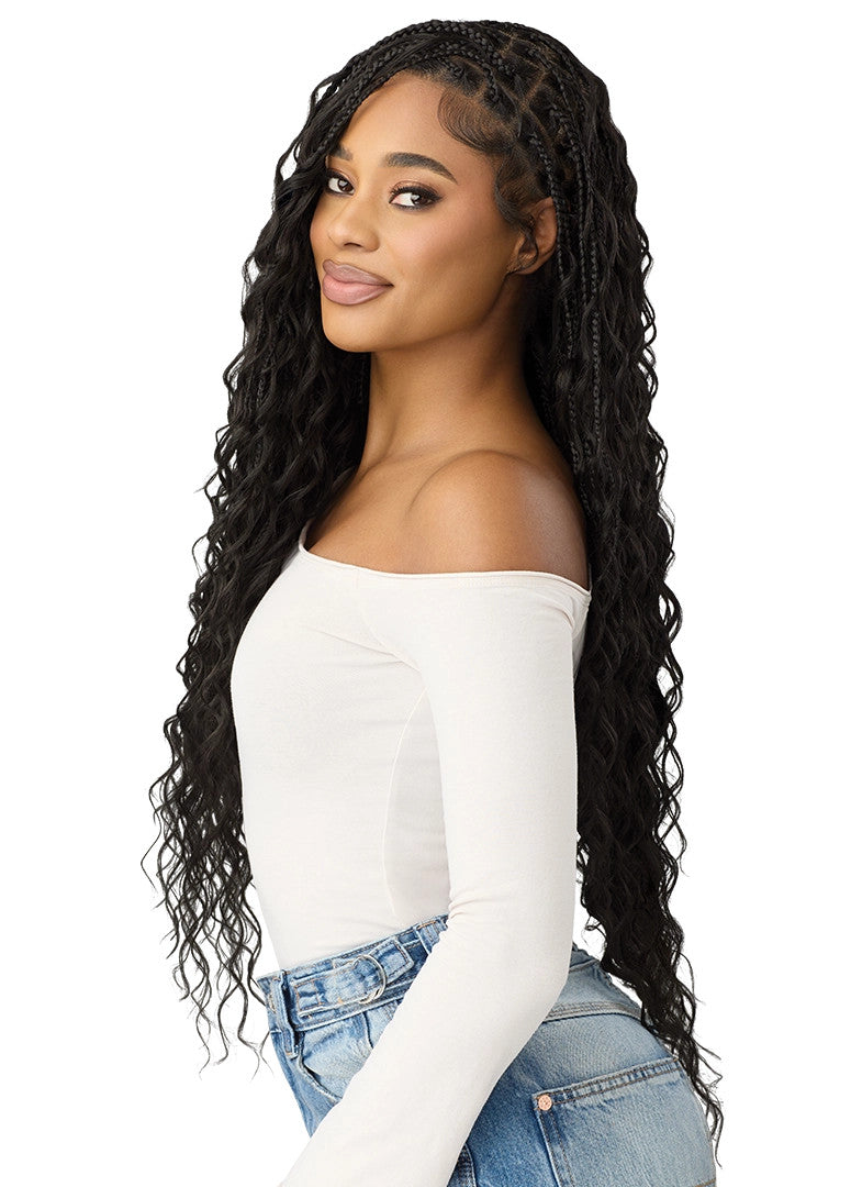 OUTRE 100% Hand-Tied Whole Lace Wig - Boho Mermaid Box Braid 32"