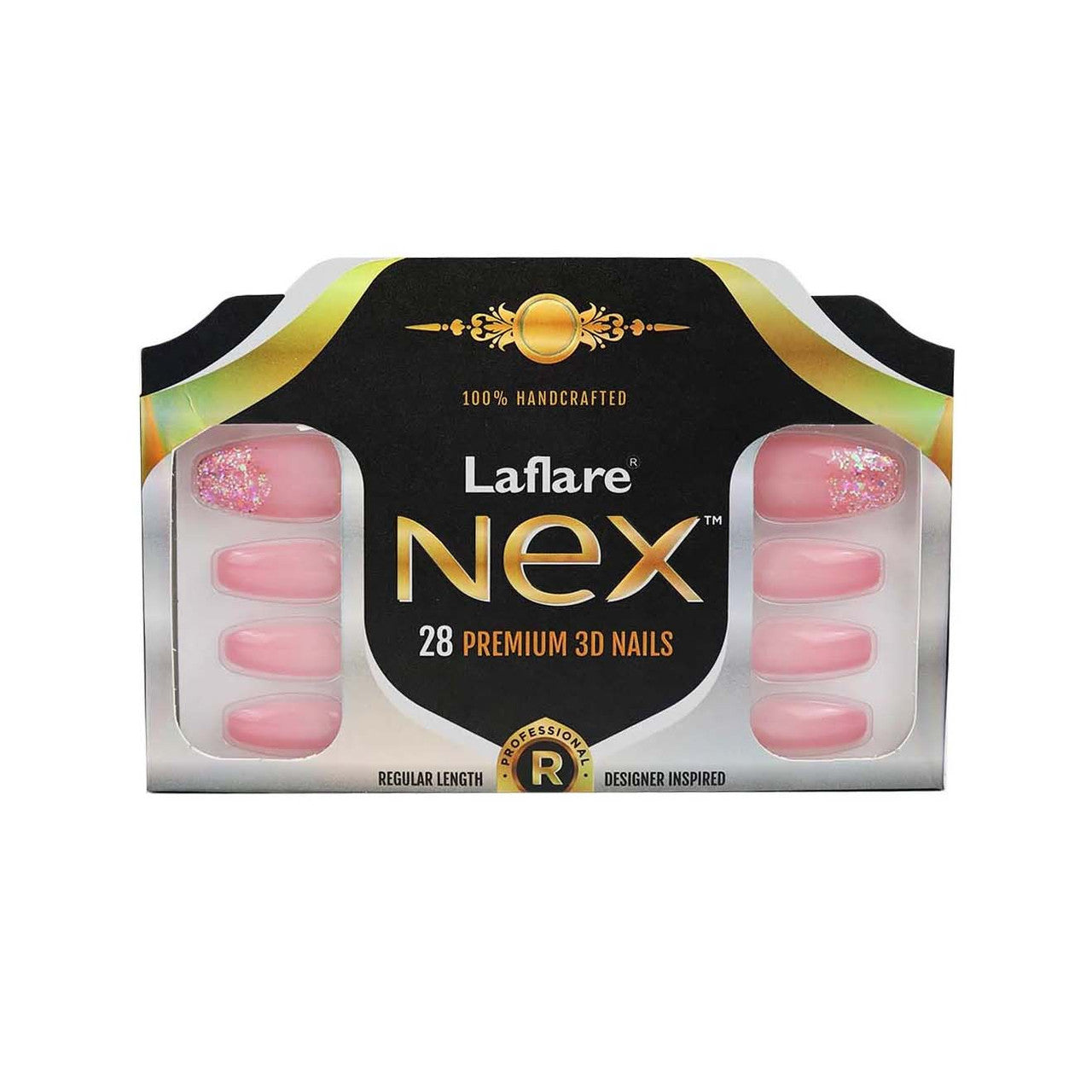 Laflare NEX 28 Premium 3D Nails - Regular Coffin