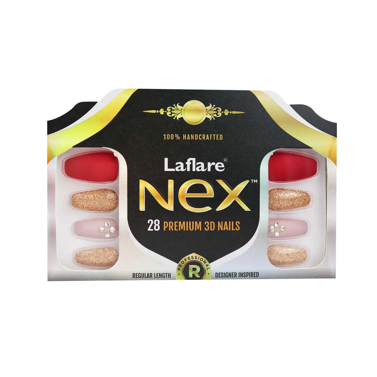 Laflare NEX 28 Premium 3D Nails - Regular Coffin