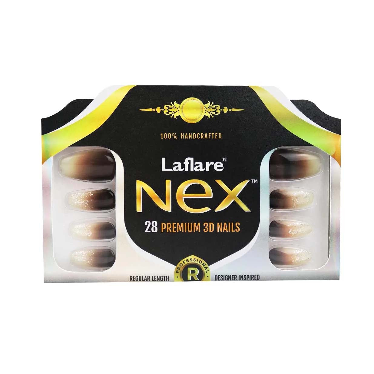 Laflare NEX 28 Premium 3D Nails - Regular Coffin