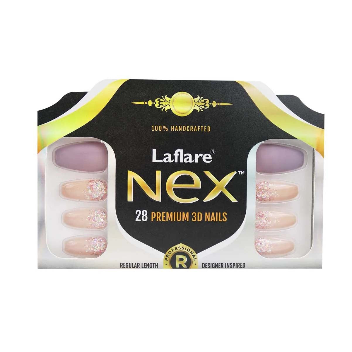 Laflare NEX 28 Premium 3D Nails - Regular Coffin