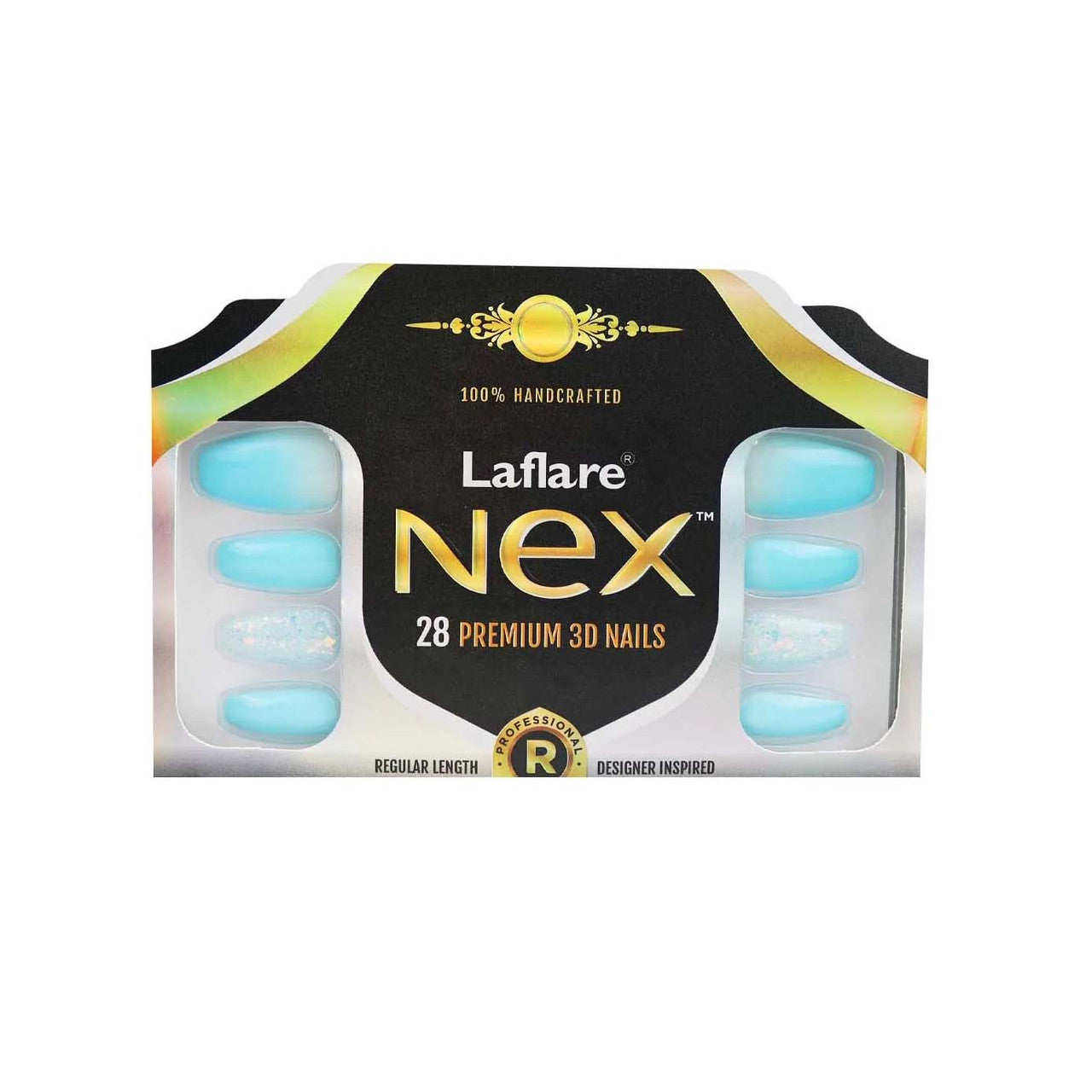 Laflare NEX 28 Premium 3D Nails - Regular Coffin