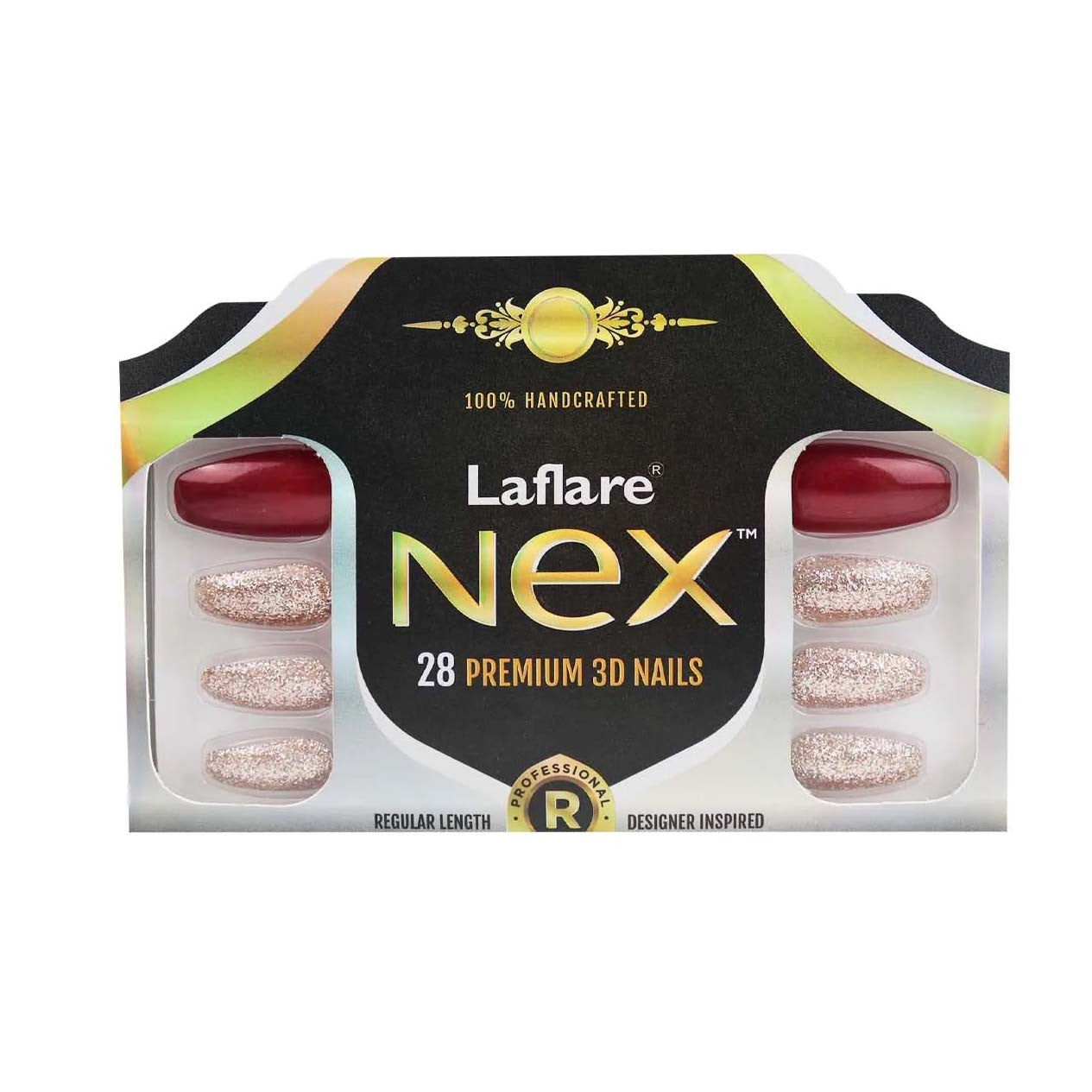 Laflare NEX 28 Premium 3D Nails - Regular Coffin
