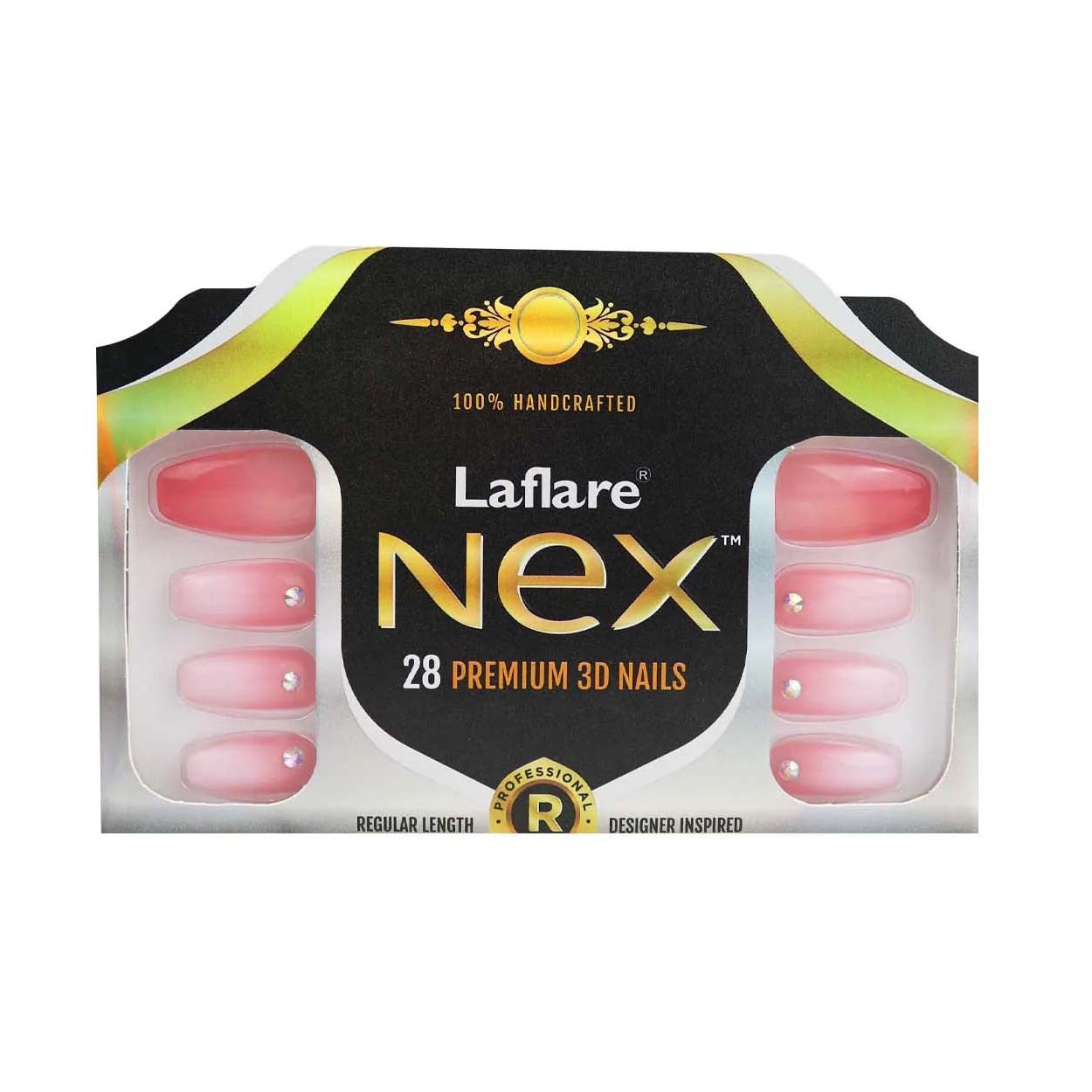 Laflare NEX 28 Premium 3D Nails - Regular Coffin