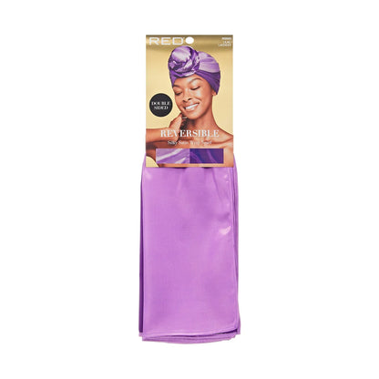 RED Reversible Satin Wrap Scarf (Lilac / Lavender)
