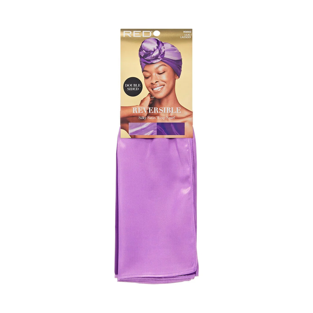 RED Reversible Satin Wrap Scarf (Lilac / Lavender)