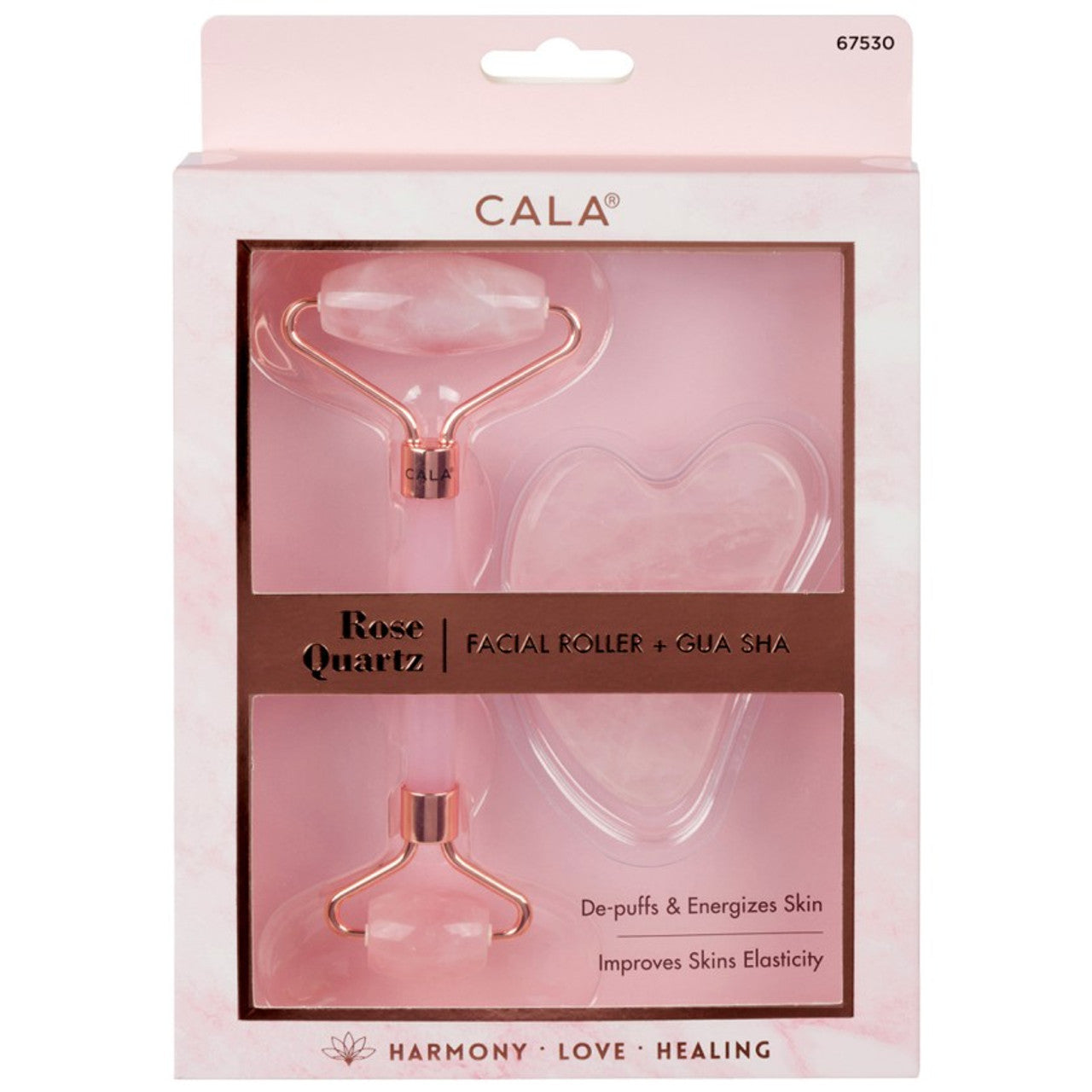 CALA Rose Quartz Facial Roller & Gua Sha Set