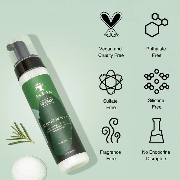 As I Am Rosemary Styling Mousse (8oz)