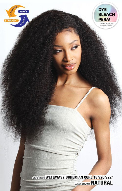 SHAKE N GO Glossy 100% Virgin Remy Hair 4x4 HD Lace Closure - Wet & Wavy Bohemian Curl 12"