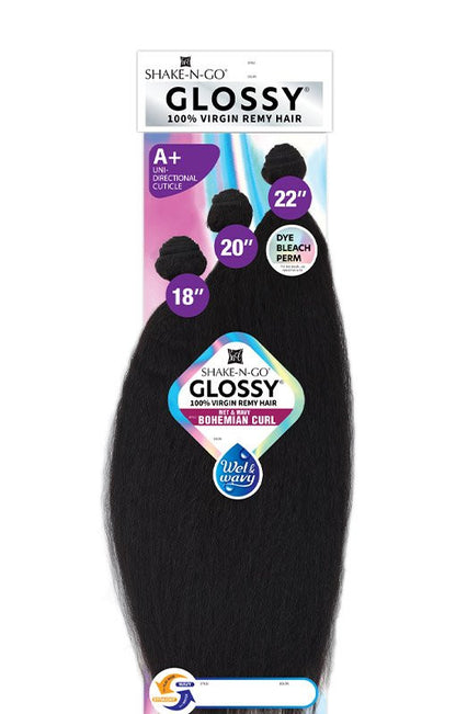 SHAKE N GO Glossy 100% Virgin Remy Hair Multi Pack  - Wet & Wavy Bohemian Curl