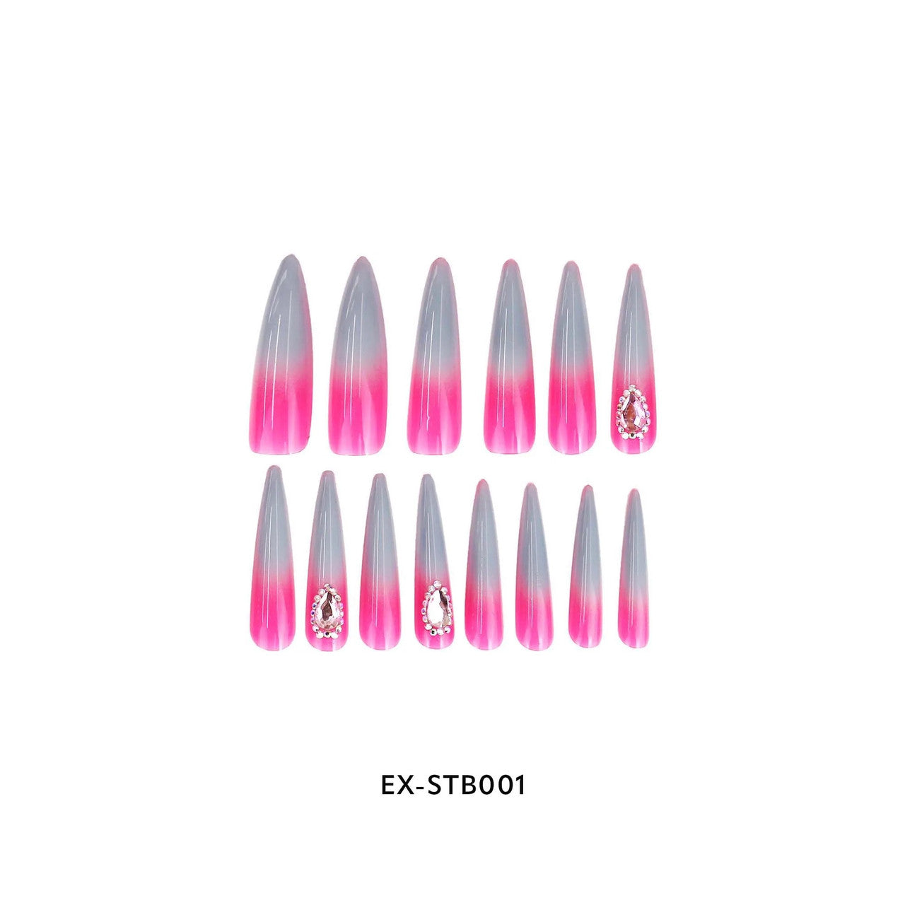 Laflare NEX 28 Premium 3D Nails - Stiletto Extra Long