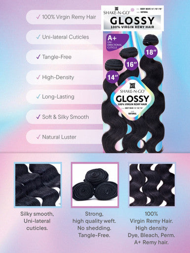 [WHOLESALE] SHAKE N GO Glossy 100% Virgin Remy Hair Multi Pack - Body Wave