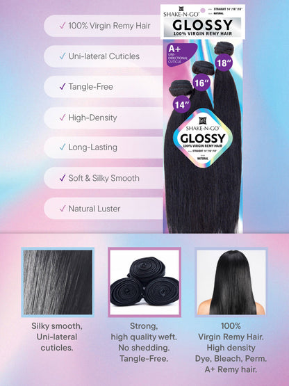 SHAKE N GO Glossy 100% Virgin Remy Hair Multi Pack - Straight