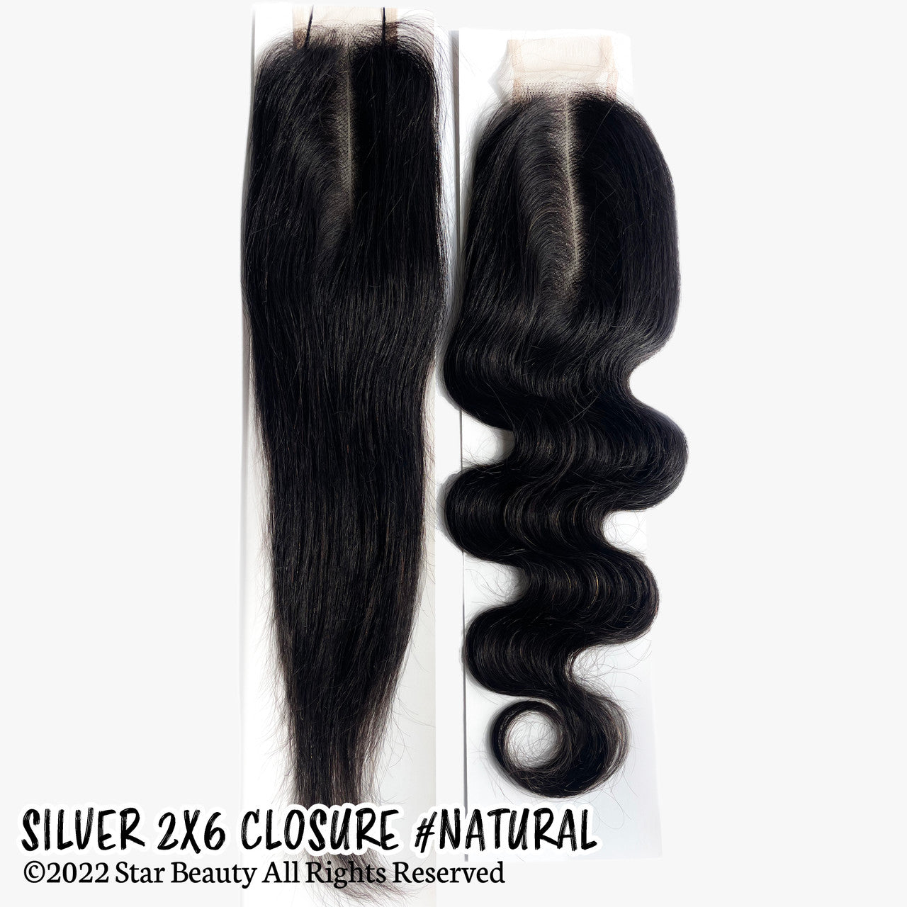 SILVER 100% Human Hair 2X6 Top Closure - Body Wave (10"- 18")