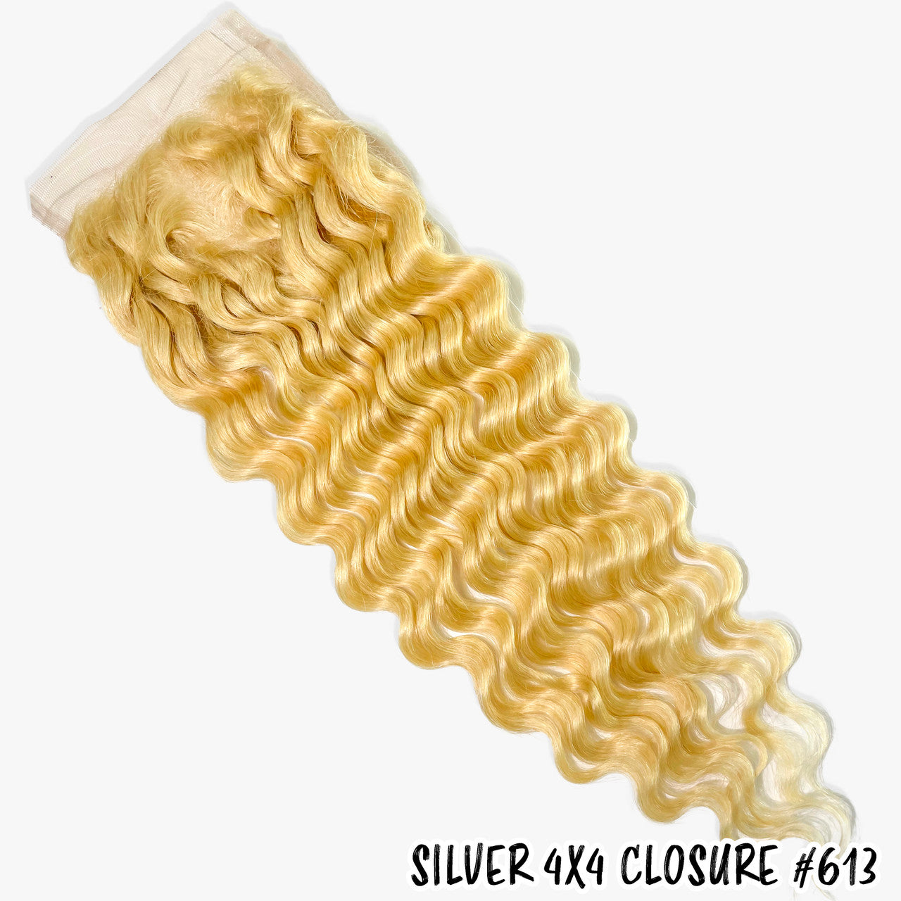 Silver Unprocessed 100% Virgin Remi Human Hair 4X4 HD Lace Closure -  Deep Wave 613 (10"- 20")