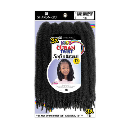 SHAKE N GO Synthetic Crochet Braids 3x Kids Cuban Twist - SOFT & NATURAL 12"