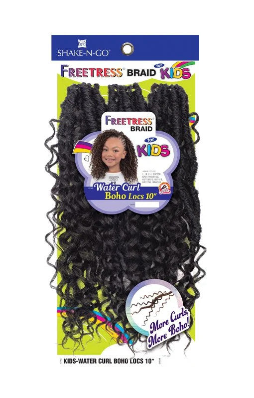 SHAKE N GO FreeTress Crochet Braids - Kids Water Curl Boho Locs 10"