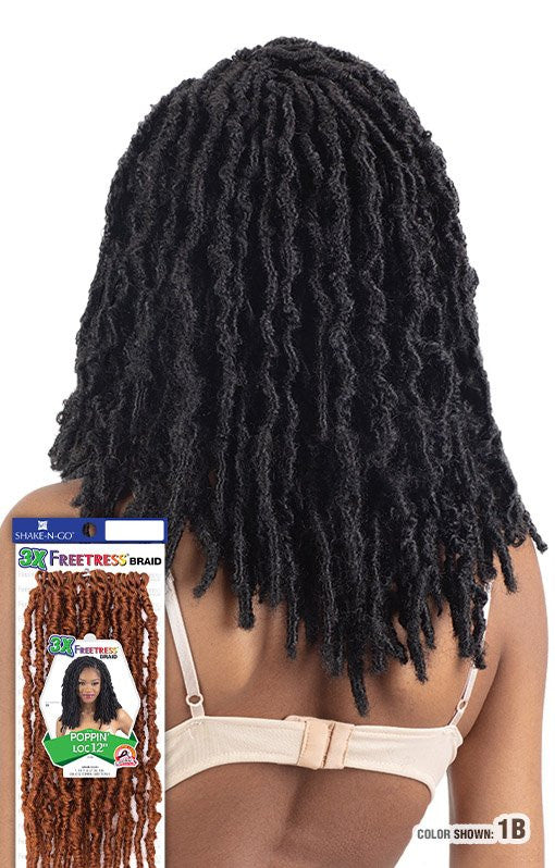 SHAKE N GO FreeTress Synthetic Hair Crochet Braids - 3X POPPIN' LOC 12"
