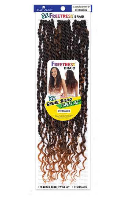 SHAKE N GO FREETRESS Braid Synthetic Crochet Hair - 3X REBEL BOHO TWIST 22"