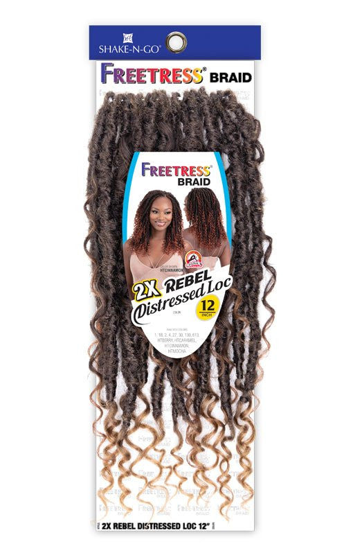 SHAKE N GO Freetress Braid Synthetic Crochet Hair - 2X Rebel Distressed Loc 12"