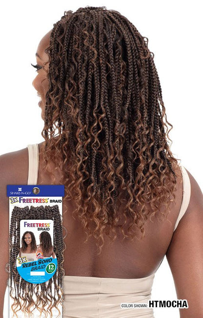 SHAKE N GO Freetress Synthetic Hair Pre-Looped Crochet Braids - 3X REBEL BOHO BRAID 12"