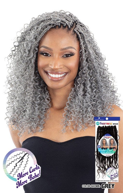 SHAKE N GO Freetress Braid Synthetic Crochet Hair - 3X Water Curl Boho Braids 12"