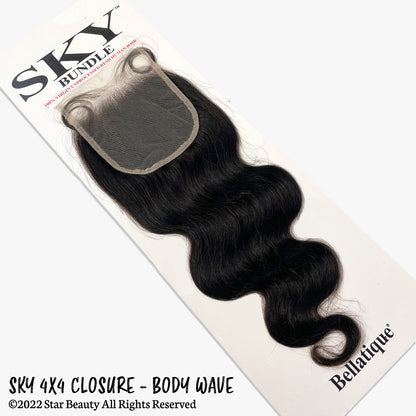 SKY 100% Virgin Human Hair 4x4 Closure - Body Wave (12"- 20")