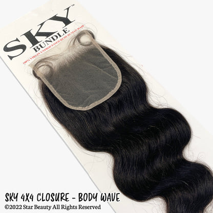 SKY 100% Virgin Human Hair 4x4 Closure - Body Wave (12"- 20")
