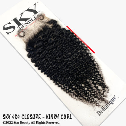SKY 100% Virgin Human Hair 4x4 Closure - Kinky Curl (12"- 14")