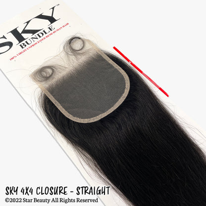 SKY 100% Virgin Human Hair 4x4 Closure - Straight (12"- 20")