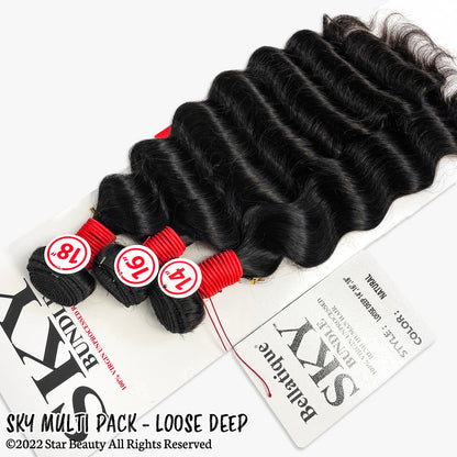 SKY 100% Virgin Human Hair Multi Pack - Loose Deep (10"- 24")
