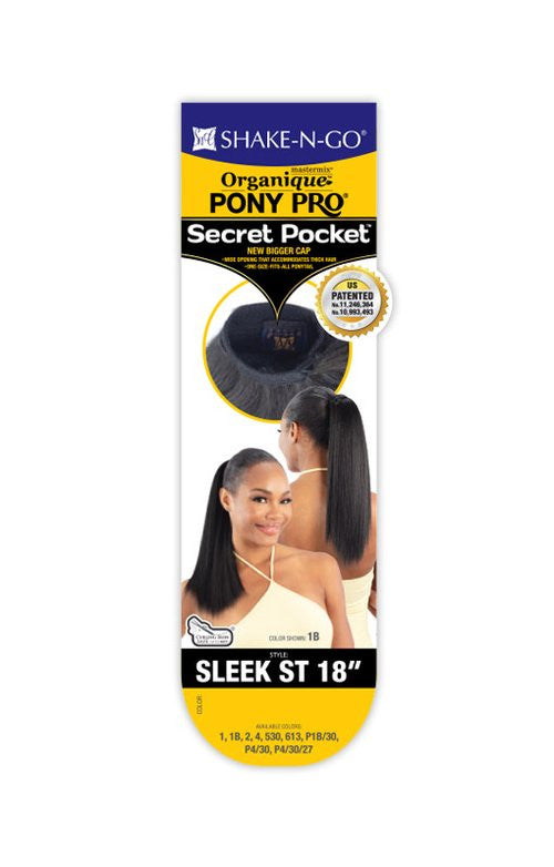 SHAKE N GO Organique Secret Pocket Pony pro - Sleek Straight 18"
