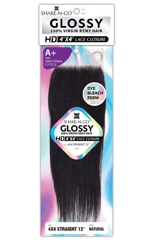 SHAKE N GO Glossy 100% Virgin Remy Hair 4x4 HD Lace Closure - Straight (12"-16")