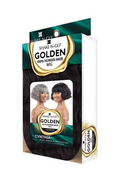 SHAKE N GO Golden 100% Human Hair Full Wig - CYNTHIA