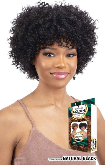 SHAKE N GO Golden 100% Human Hair Full Wig - GINA