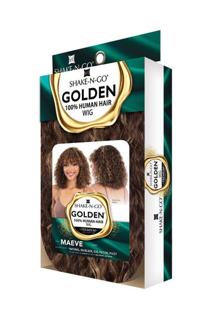 SHAKE N GO Golden 100% Human Hair Full Wig - MAEVE