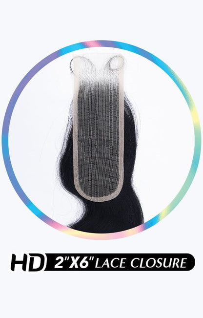 SHAKE N GO Glossy 100% Virgin Remy Hair 2x6 HD Lace Closure - Body Wave (12"-16")