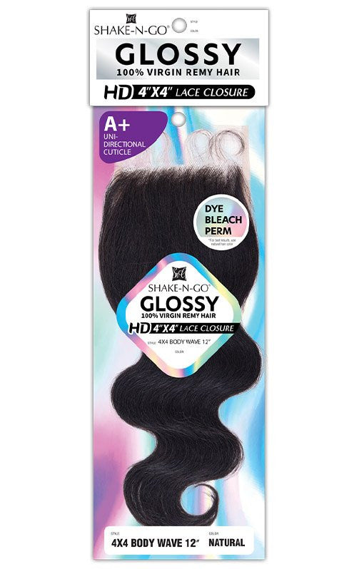 SHAKE N GO Glossy 100% Virgin Remy Hair 4x4 HD Lace Closure - Body Wave (12"-16")