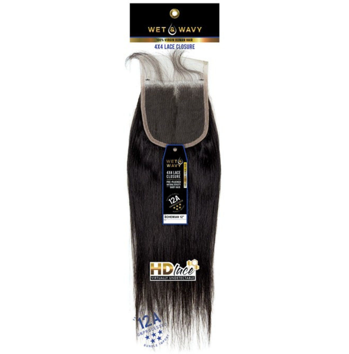 SENSATIONNEL 12A Wet & Wavy 4X4 HD Lace Closure 12"