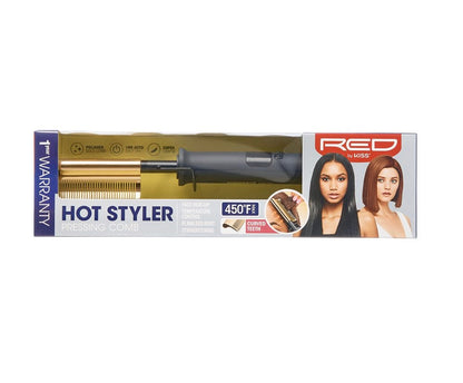 RED Curved Teeth Hot Styler Pressing Comb