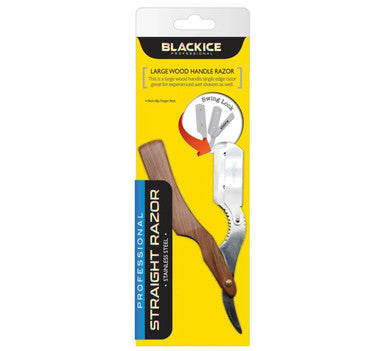 Black Ice Professional Large Wood Handle Straight Razor
