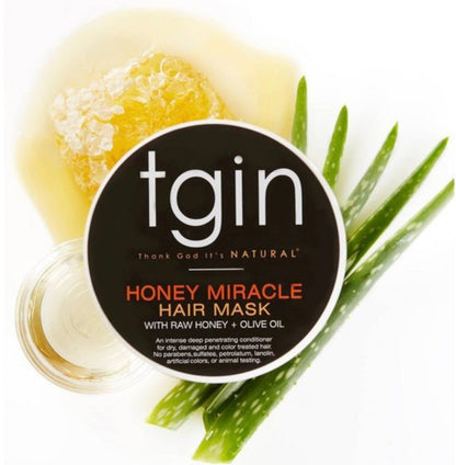 TGIN Honey Miracle Hair Mask with Raw Honey + Olive Oil Deep Conditioner