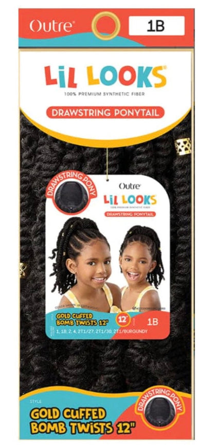 OUTRE Lil Looks Synthetic Drawstring Ponytail - GOLD CUFFED BOMB TWISTS 12"