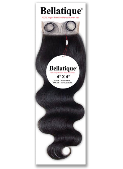 15A BELLATIQUE 100% Virgin Hair 4x4 Closure - Body Wave (12"- 20")