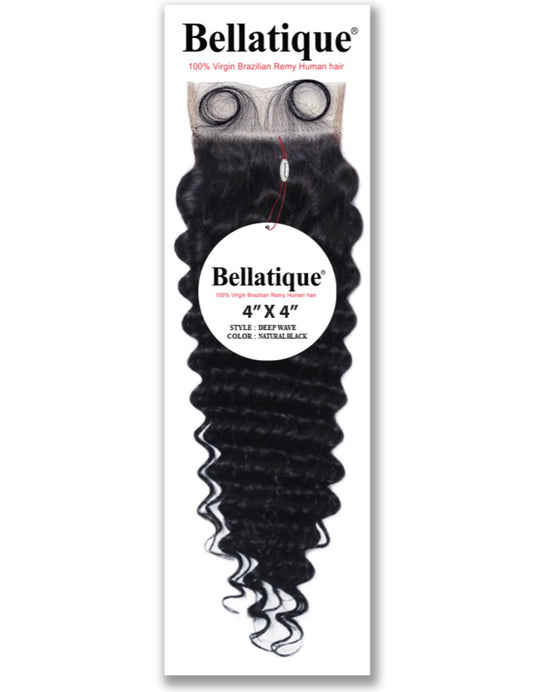 15A BELLATIQUE 100% Virgin Hair 4x4 Closure - Deep Wave (12"- 20")