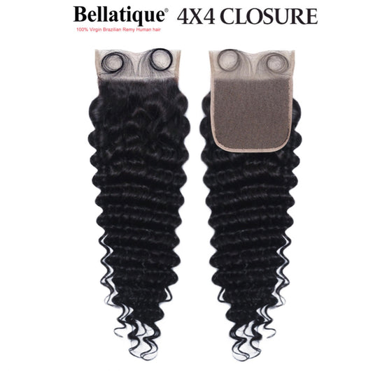 15A BELLATIQUE 100% Virgin Hair 4x4 Closure - Deep Wave (12"- 20")